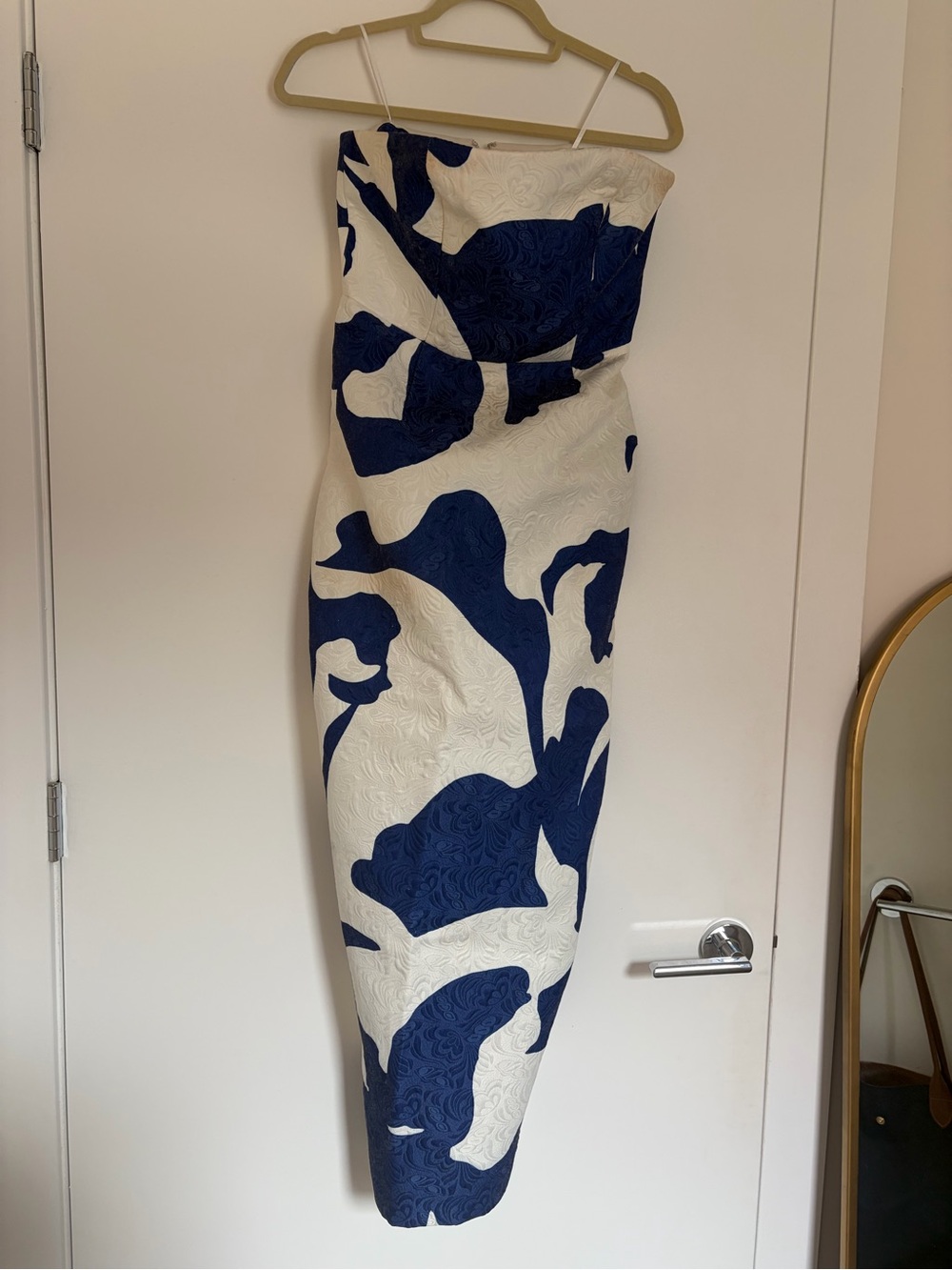 Milly Orion Camellia Floral Jaquard Dress in Blue Malt - Picture 3 of 4